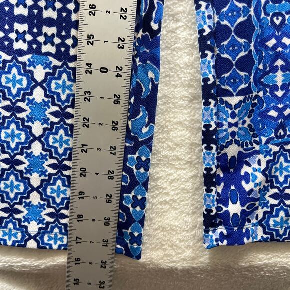 Isaac Mirzah Live Blue Floral Pull On Wide Leg Flowy Stretch Pants Womens Medium - Picture 9 of 13
